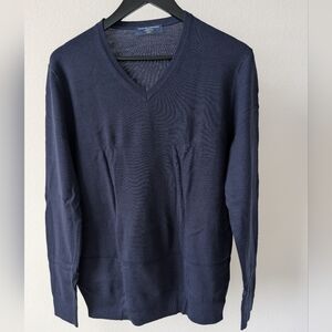 Men's Navy Charles Thyritt Merino V-Neck Sweater